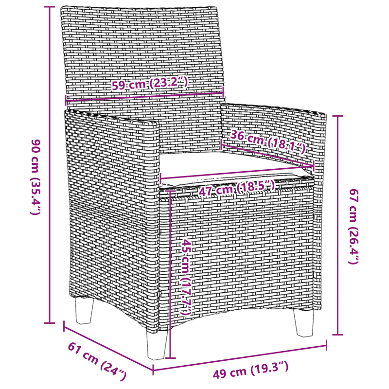 vidaXL Dārza ēdamgalds 5 pcs Melna poliratāns