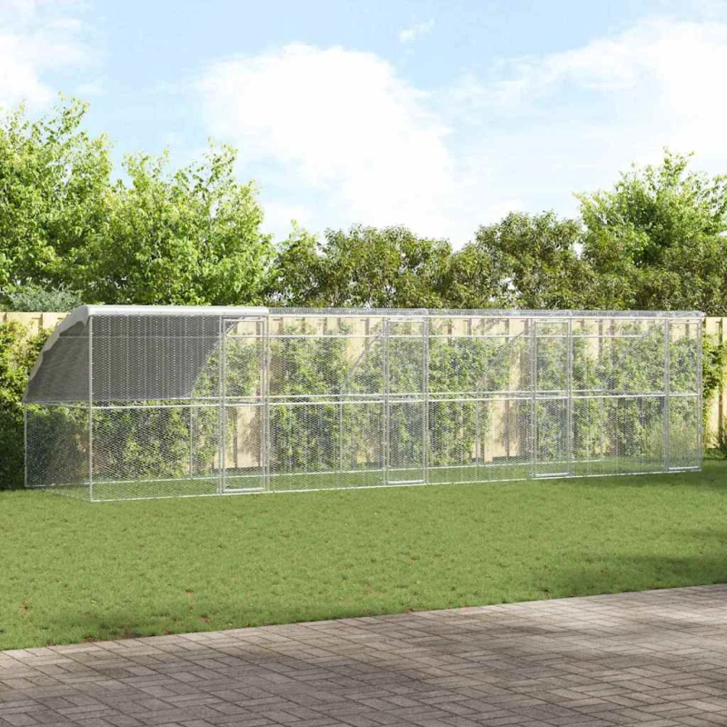 vidaXL Vistu būris 4 pcs Sudraba 800 x 200 x 200 cm Tērauds un PE