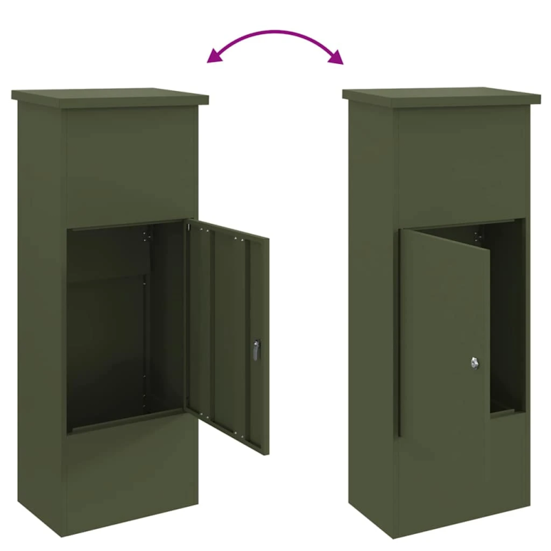 vidaXL Paku nodošanas kaste Olīvu zaļa 44,5 x 29 x 110,5 cm Tērauds