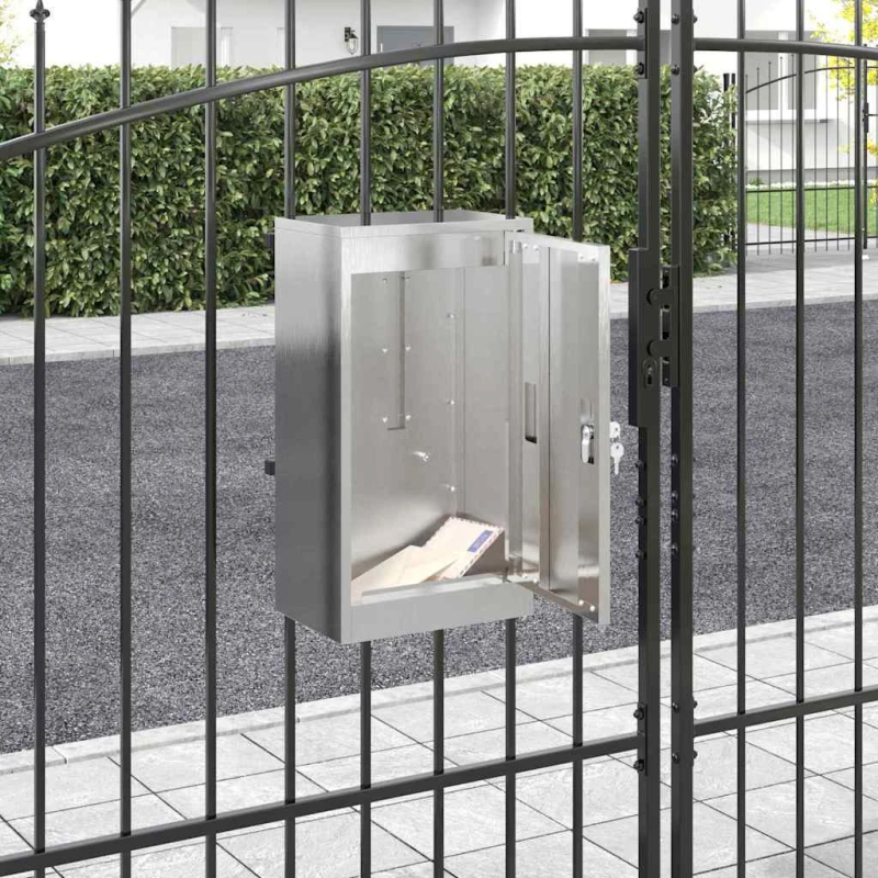 vidaXL pastkastei ar durvīm Melna 30 x 20 x 55 cm Nerūsējošs tērauds