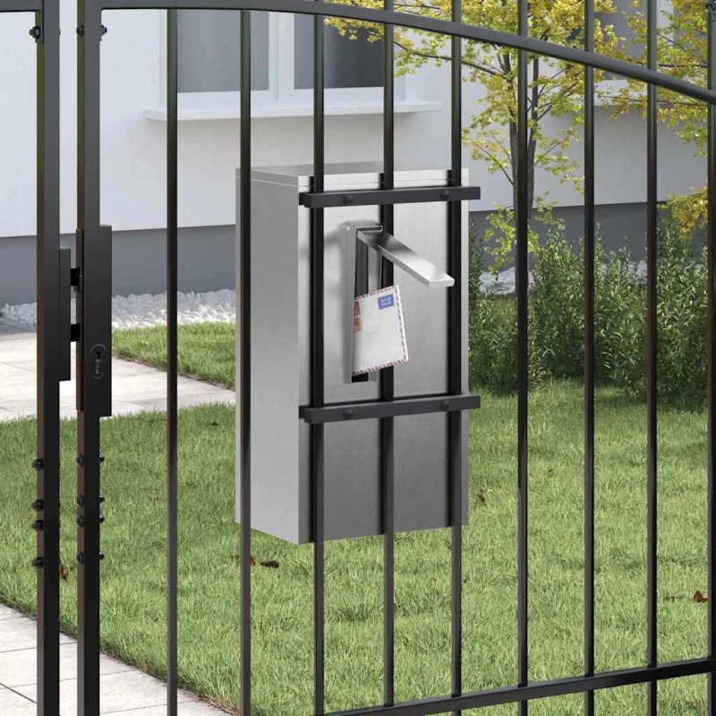 vidaXL pastkastei ar durvīm Melna 30 x 20 x 55 cm Nerūsējošs tērauds