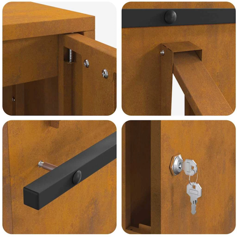 vidaXL pastkastei ar durvīm Rūsa 30 x 20 x 55 cm Novecināts tērauds