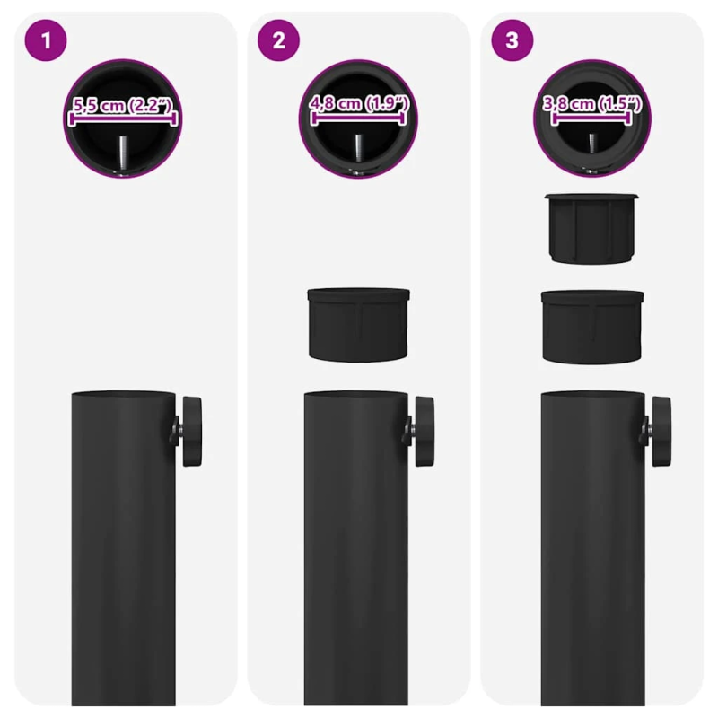 vidaXL Saulessarga pamatne Melna 48 x 48 x 32 cm