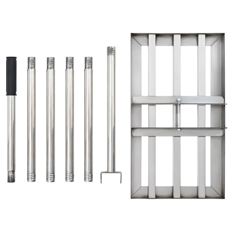 vidaXL Dārzs grābeklis Sudraba 45 x 25 x 200 cm Nerūsējošs tērauds