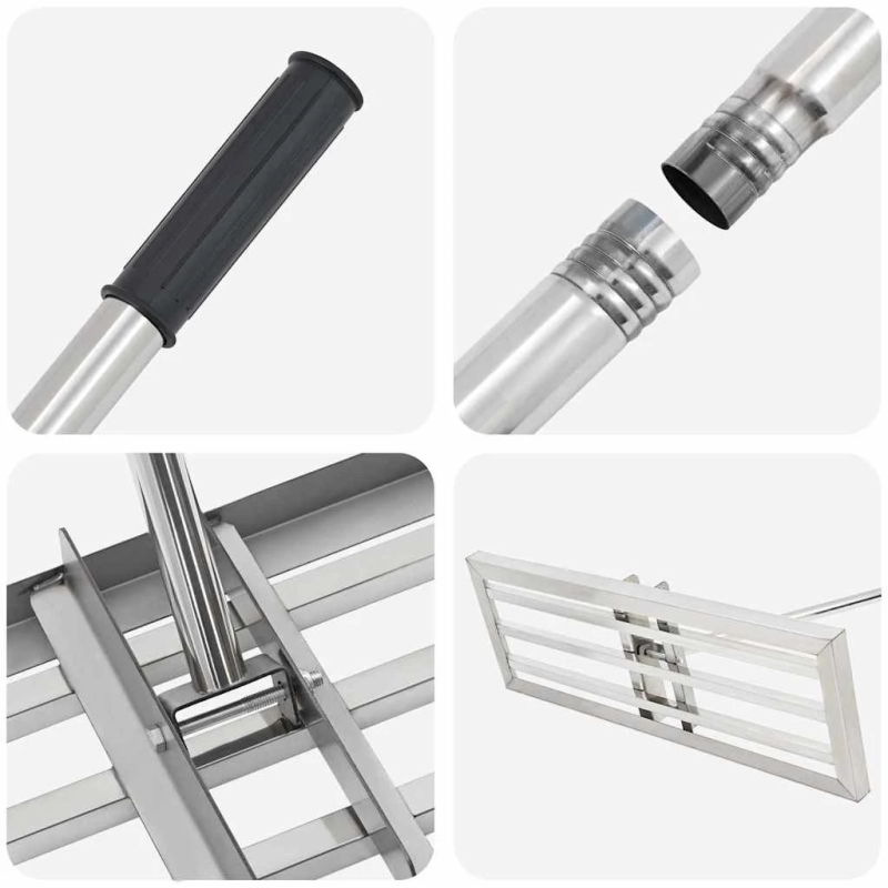 vidaXL Dārzs grābeklis Sudraba 75 x 25 x 200 cm Nerūsējošs tērauds