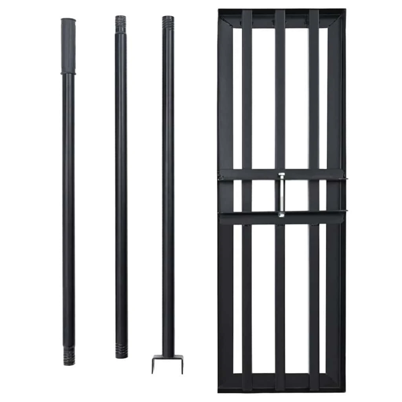 vidaXL Dārzs grābeklis Melna Tērauds ar pulverkrāsas pārklājumu