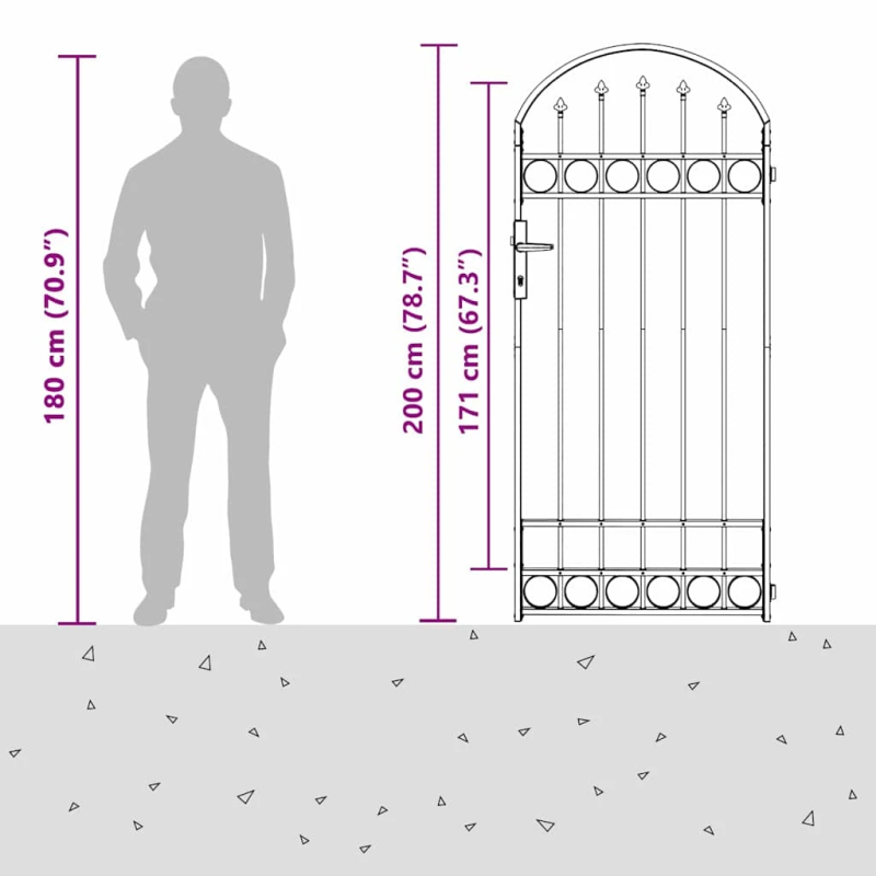 vidaXL Žoga āķis ar slēdzeni Pelēka 200 x 88 x 14 cm Tērauds