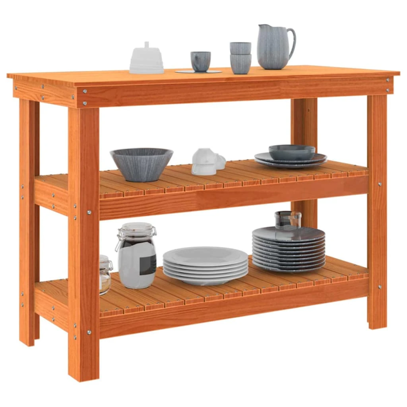 vidaXL Darbagalds Vaska brūna 110,5 x 50 x 80 cm Priedes masīvkoks