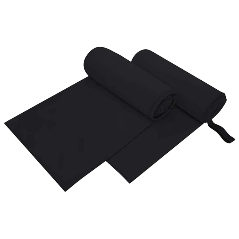 vidaXL Sporta dvieļi 2 pcs Melna 200 x 100 cm Poliesters un poliamīds