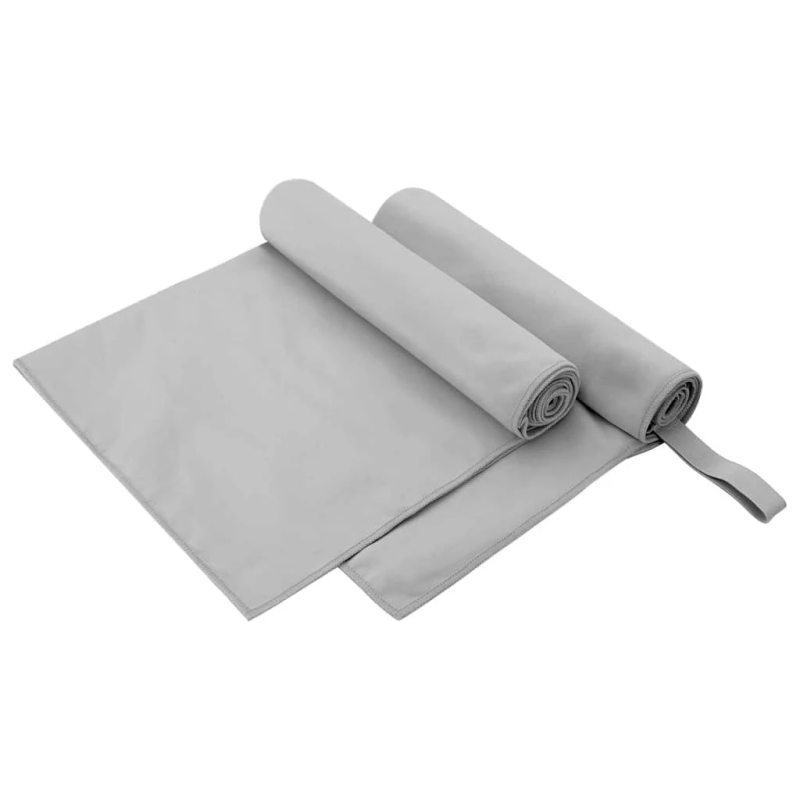 vidaXL Sporta dvieļi 2 pcs Pelēka 100 x 50 cm Poliesters un poliamīds