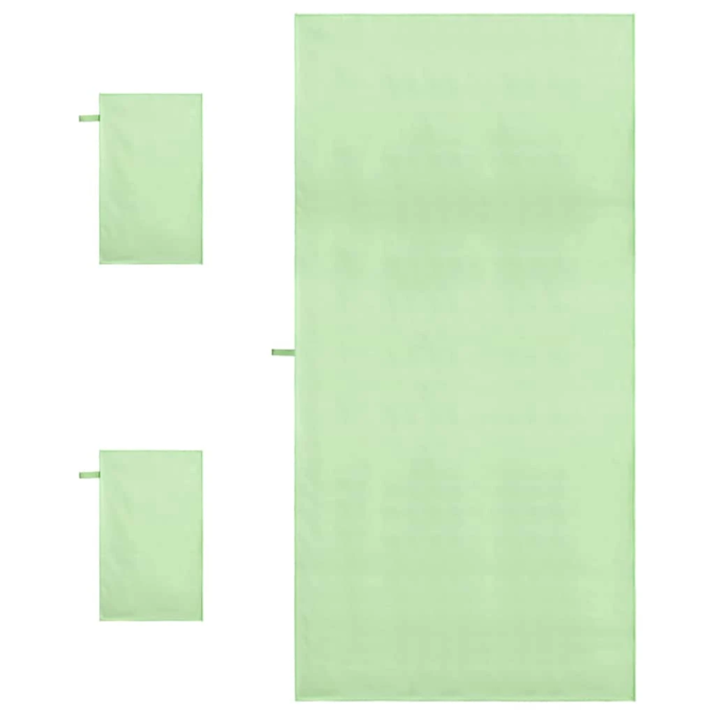 vidaXL Sporta dvieļu komplekts 3 pcs Zaļa Poliesters un poliamīds