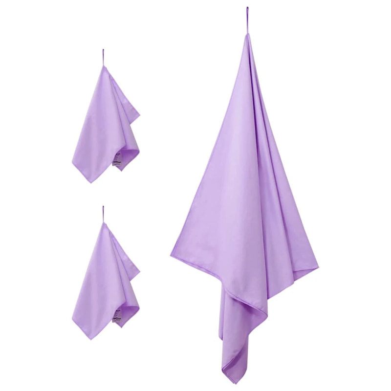 vidaXL Sporta dvieļu komplekts 3 pcs Violeta Poliesters un poliamīds