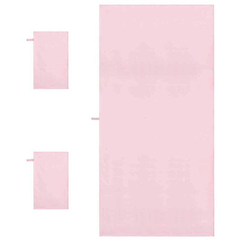vidaXL Sporta dvieļu komplekts 3 pcs Rozā Poliesters un poliamīds