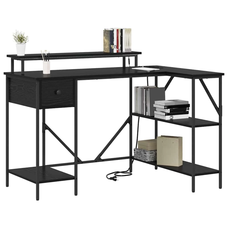 vidaXL Galds Melns ozolkoks 120 x 79 x 86,5 cm Inženierijas koks