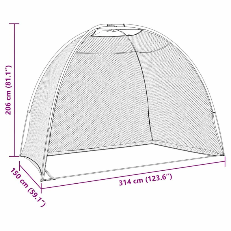 vidaXL Golf treniņu palīglīdzeklis Melna 314 x 150 x 206 cm Poliesters