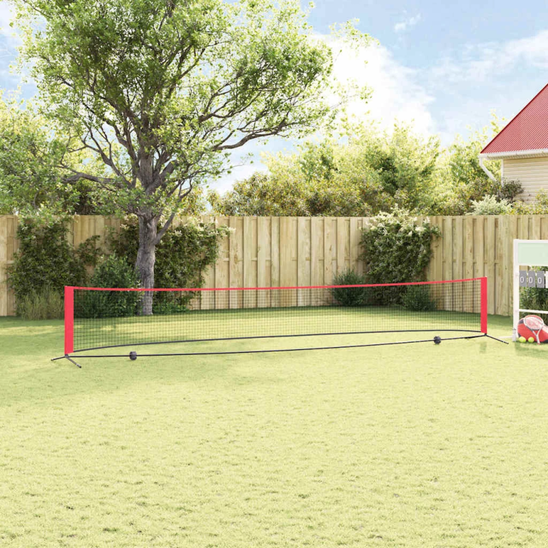 vidaXL Tenisa tīkls Melns un sarkans 595 x 90,5 x 87 cm Poliesters