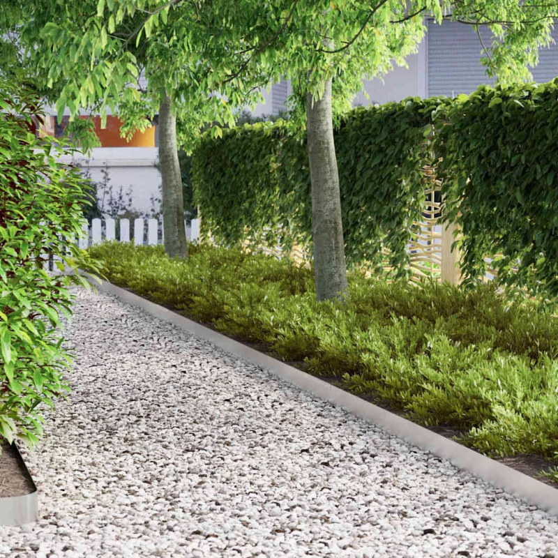 vidaXL Zāliena Apmale Sudraba 450 x 0.05 x 15 cm Nerūsējošs tērauds