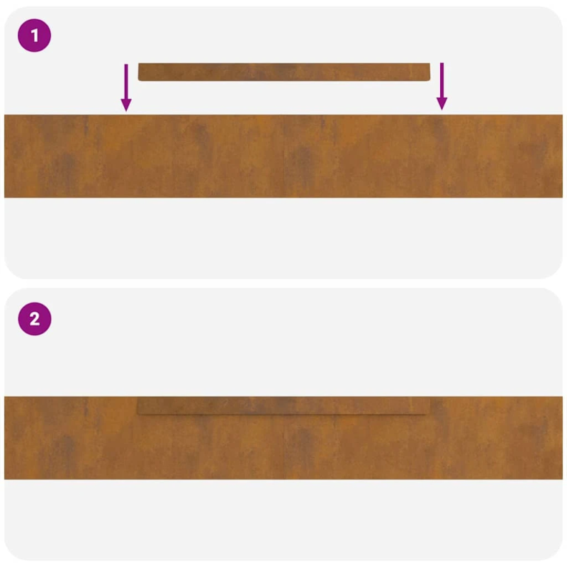 vidaXL Zāliena Apmale 4 pcs Rūsa 450 x 0.05 x 15 cm Laika tērauds