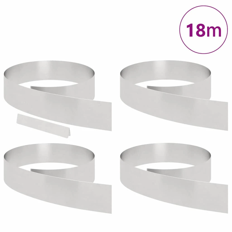 vidaXL Zāliena Apmale 4 pcs Sudraba 450 x 0.05 x 15 cm