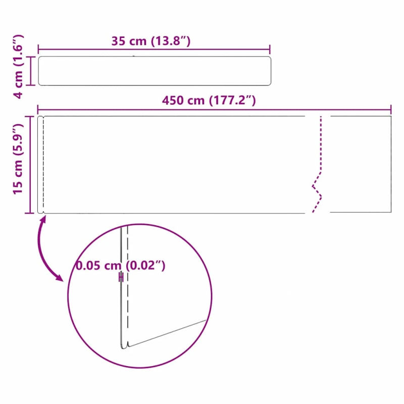 vidaXL Zāliena Apmale 4 pcs Sudraba 450 x 0.05 x 15 cm Cinkots tērauds