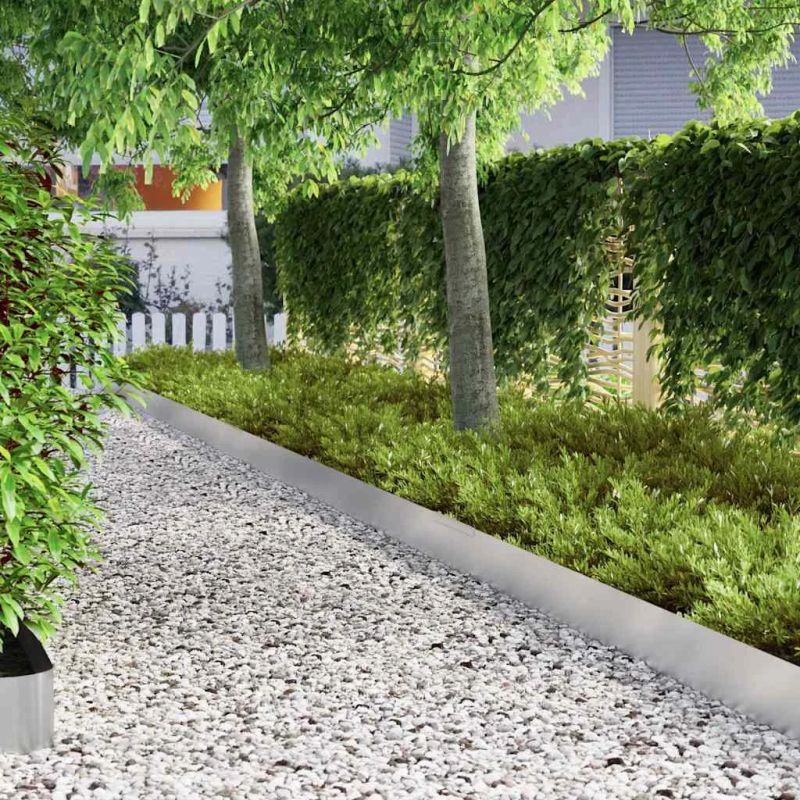 vidaXL Zāliena Apmale Sudraba 450 x 0.05 x 15 cm Nerūsējošs tērauds