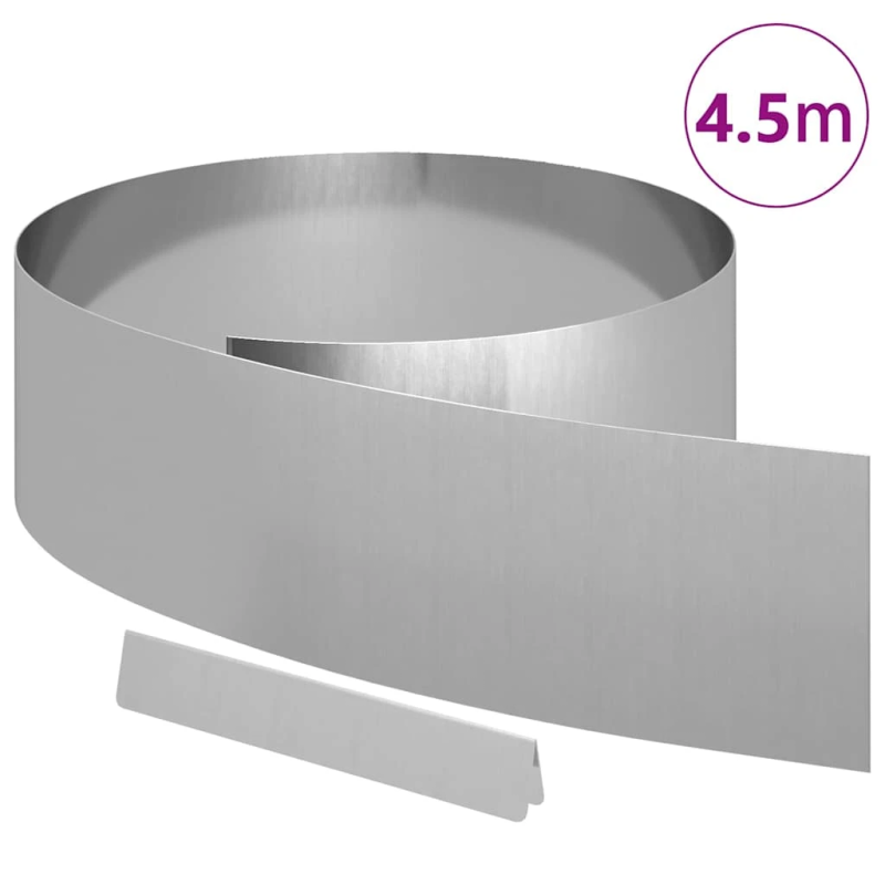 vidaXL Zāliena Apmale Sudraba 450 x 0.05 x 15 cm Cinkots tērauds