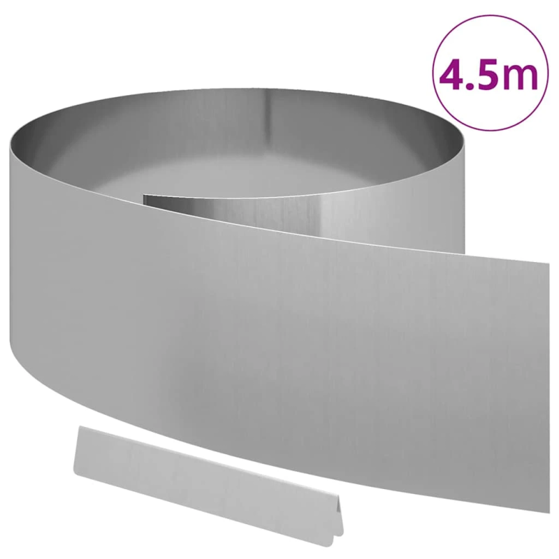 vidaXL Zāliena Apmale Sudraba 450 x 0.05 x 15 cm Cinkots tērauds
