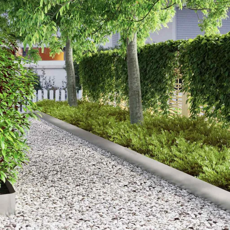 vidaXL Zāliena Apmale 4 pcs Sudraba 450 x 0.05 x 15 cm Cinkots tērauds