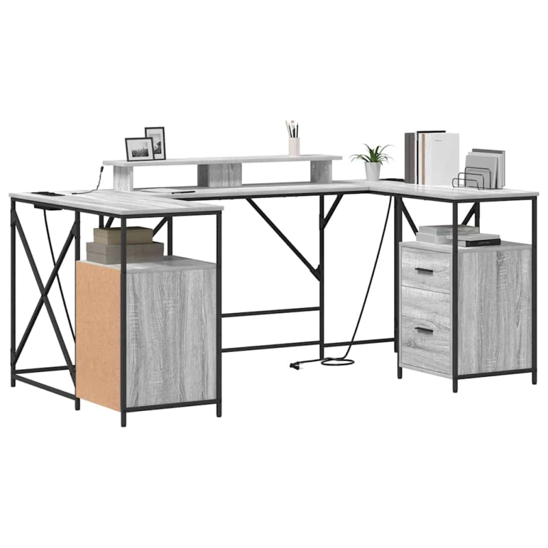 vidaXL Galds Pelēks Sonoma 182 x 101 x 87,5 cm Inženierijas koks