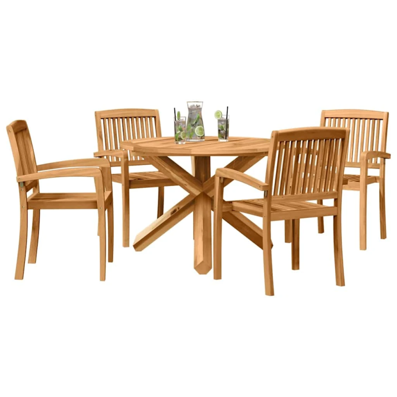 vidaXL Dārza ēdamgalds 3 pcs Brūna Cietā akāciju koks