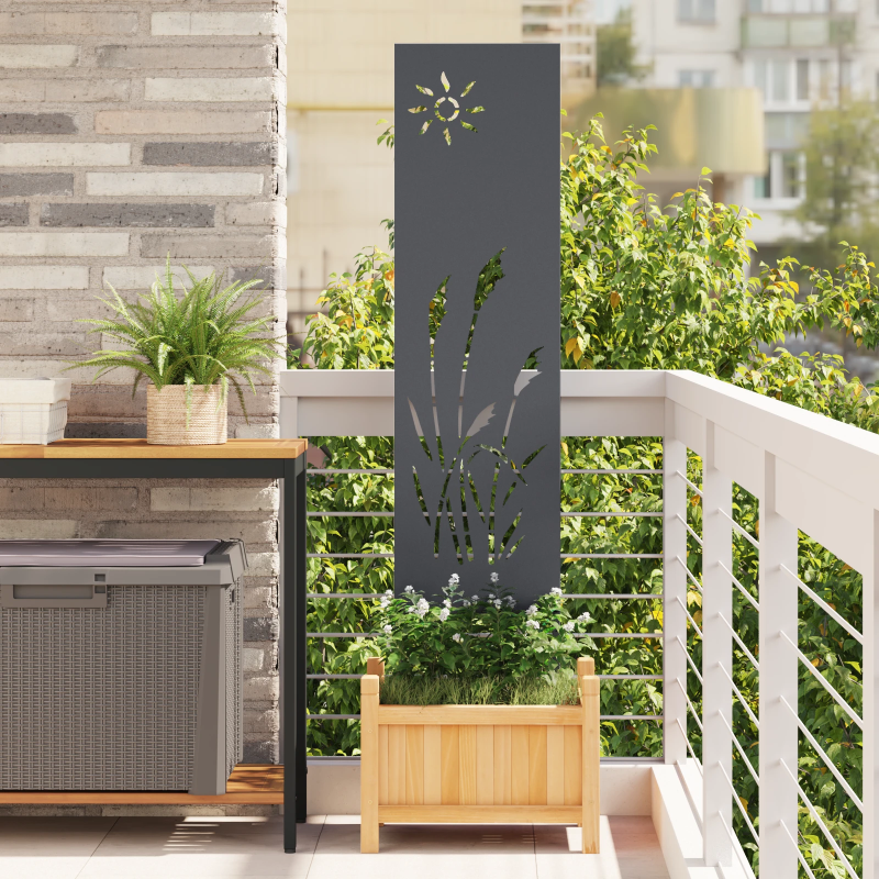 vidaXL Dārza privātuma ekrāns Izriezts raksts Antracīts 32 x 140 cm