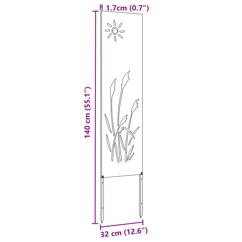 vidaXL Dārza privātuma ekrāns Sudraba 32 x 140 cm Nerūsējošs tērauds
