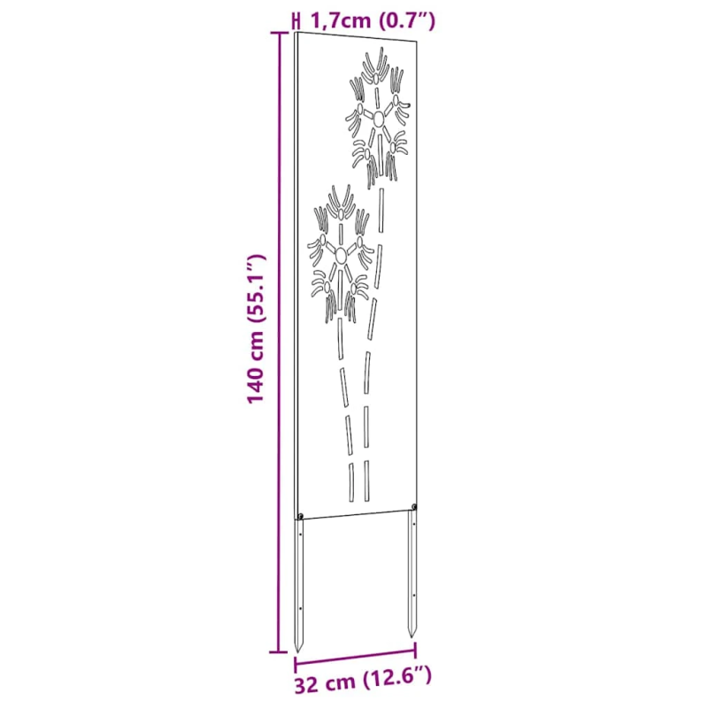 vidaXL Dārza privātuma ekrāns Balts 32 x 140 cm Auksti velmēta tērauds