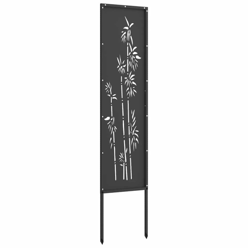 vidaXL Dārza privātuma ekrāns Melna 32 x 140 cm Auksti velmēta tērauds