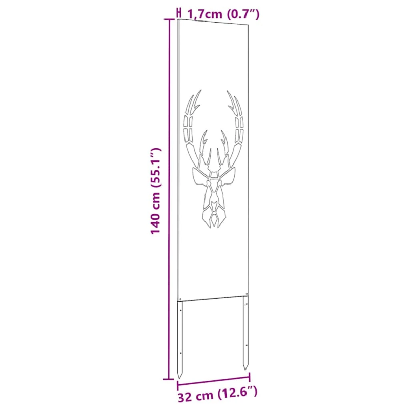vidaXL Dārza privātuma ekrāns Melna 32 x 140 cm Auksti velmēta tērauds