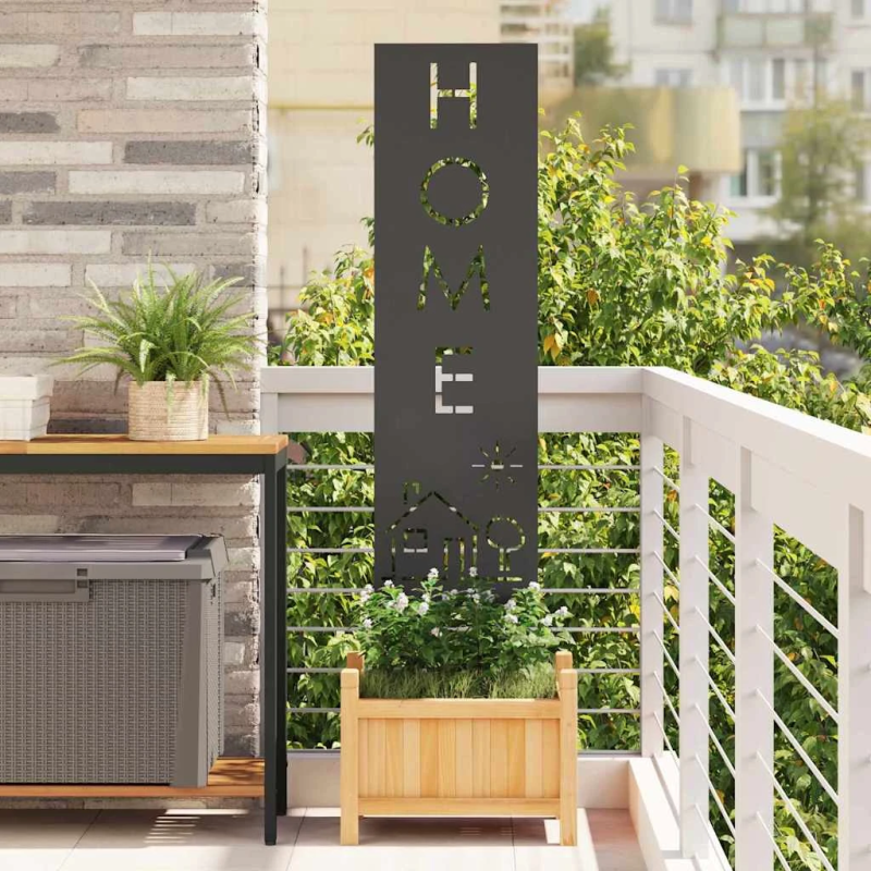 vidaXL Dārza privātuma ekrāns Melna 32 x 140 cm Auksti velmēta tērauds