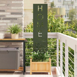 vidaXL Dārza privātuma ekrāns Izriezts raksts Olīvu zaļa 32 x 140 cm