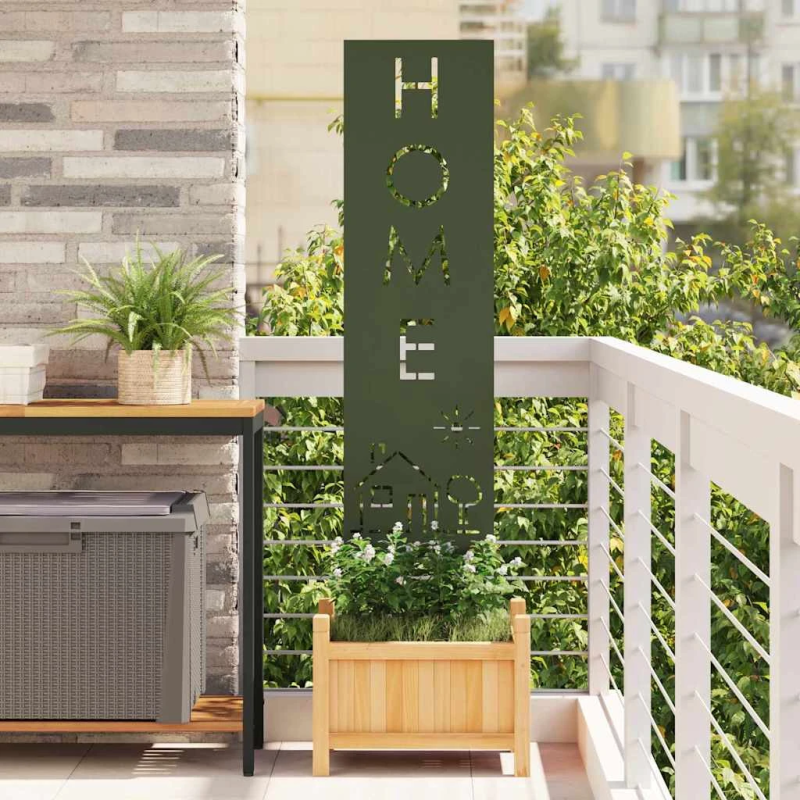 vidaXL Dārza privātuma ekrāns Izriezts raksts Olīvu zaļa 32 x 140 cm