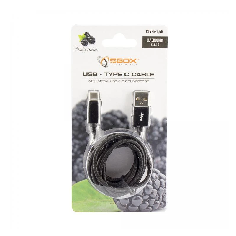 Sbox USB-TYPEC-15B USB- Type C M-M 1.5m Blackberry Black