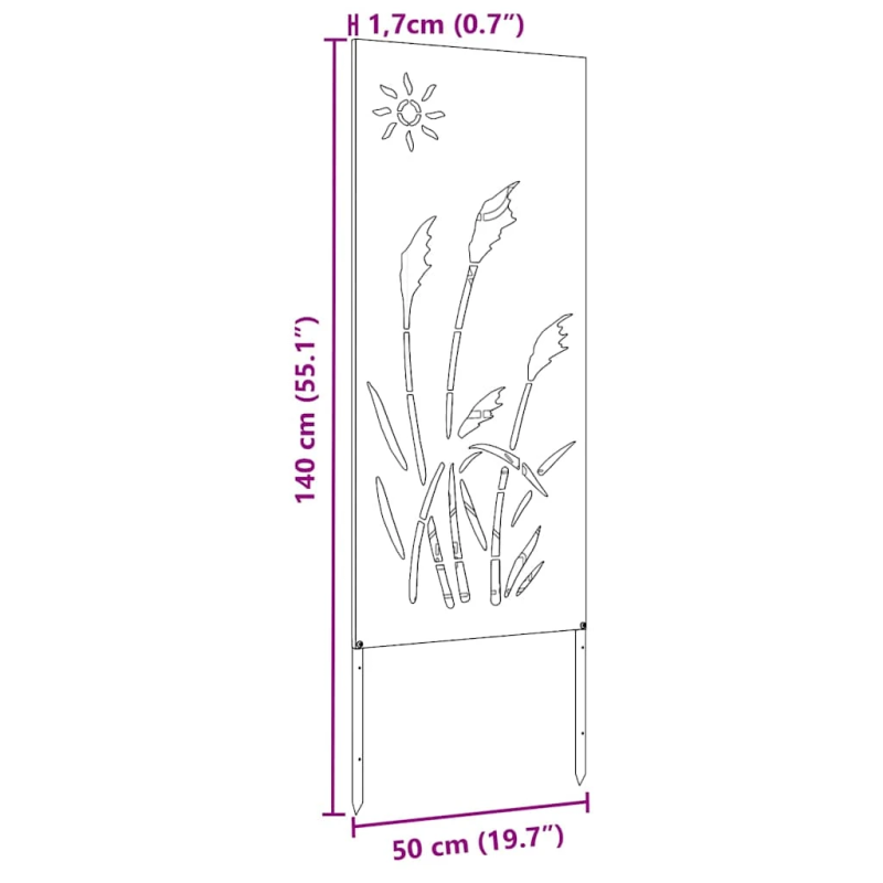 vidaXL Dārza privātuma ekrāns Melna 50 x 140 cm Auksti velmēta tērauds