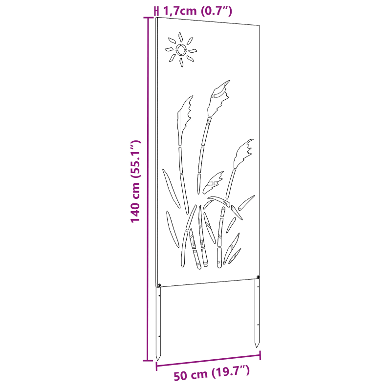vidaXL Dārza privātuma ekrāns Izriezts raksts Antracīts 50 x 140 cm