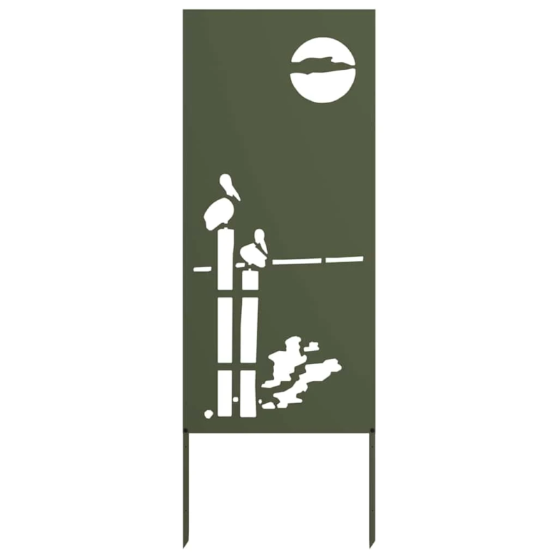 vidaXL Dārza privātuma ekrāns Izriezts raksts Olīvu zaļa 50 x 140 cm