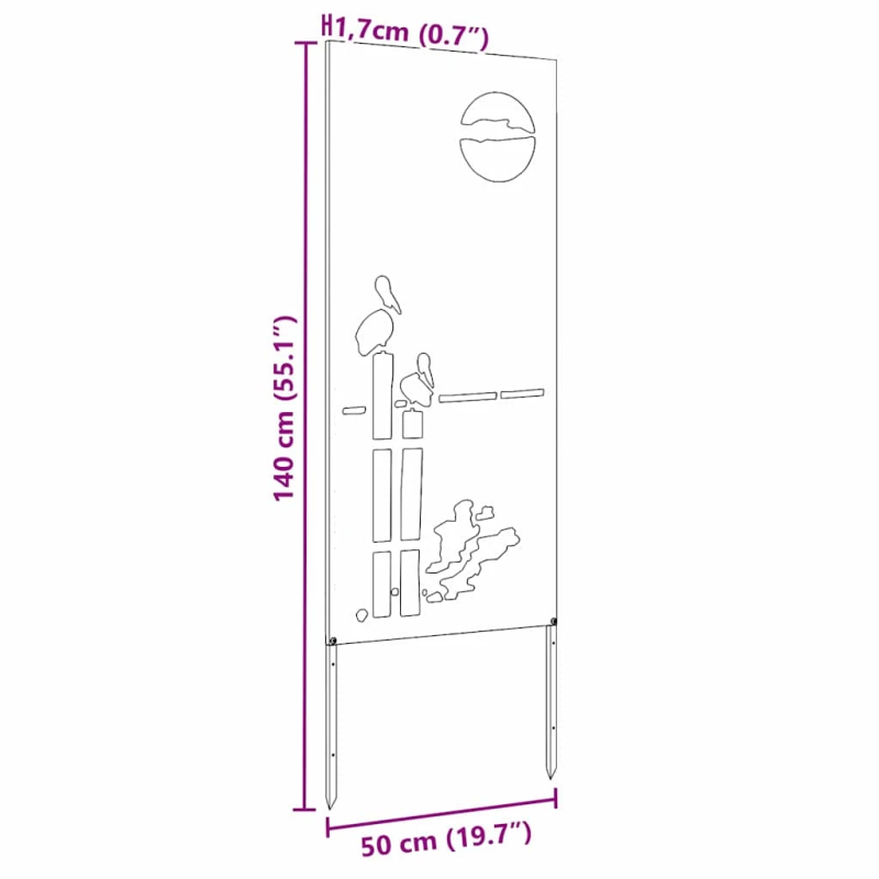 vidaXL Dārza privātuma ekrāns Sudraba 50 x 140 cm Nerūsējošs tērauds