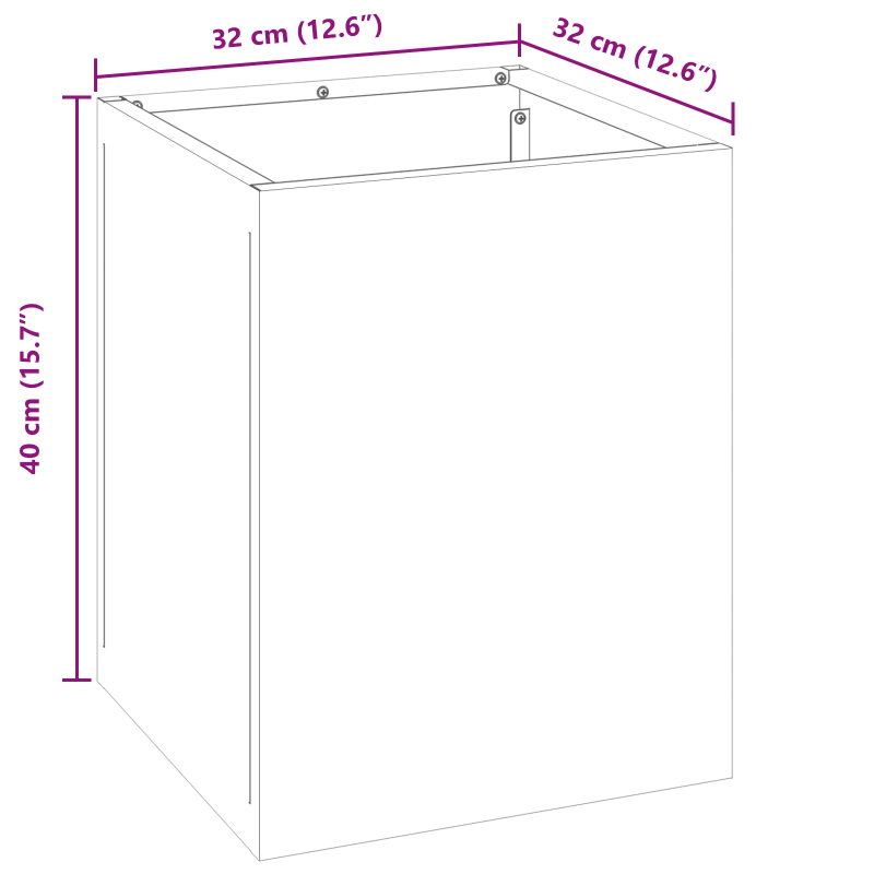 vidaXL Dārza stādītājs Balts 32 x 32 x 40 cm Auksti velmēta tērauds