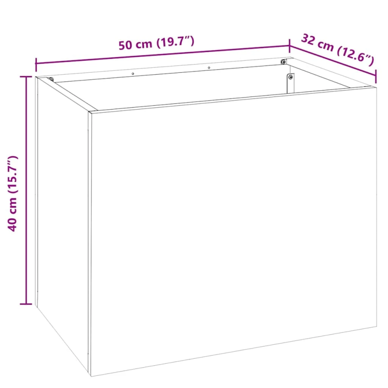 vidaXL Dārza stādītājs Balts 50 x 32 x 40 cm Auksti velmēta tērauds