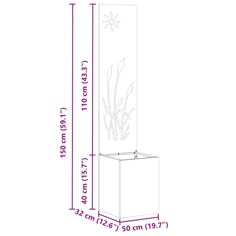 vidaXL Dārza privātuma ekrāns Sudrabs 32 x 140 cm Nerūsējošs tērauds