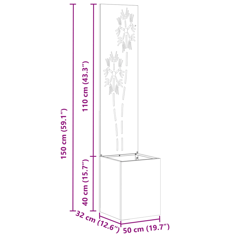 vidaXL Dārza privātuma ekrāns Balts 32 x 140 cm Auksti velmēta tērauds