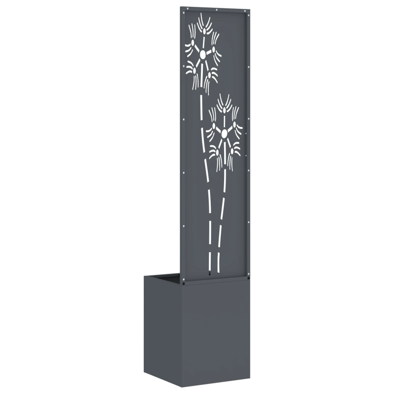 vidaXL Dārza privātuma ekrāns Ziedu raksts Antracīts 32 x 140 cm