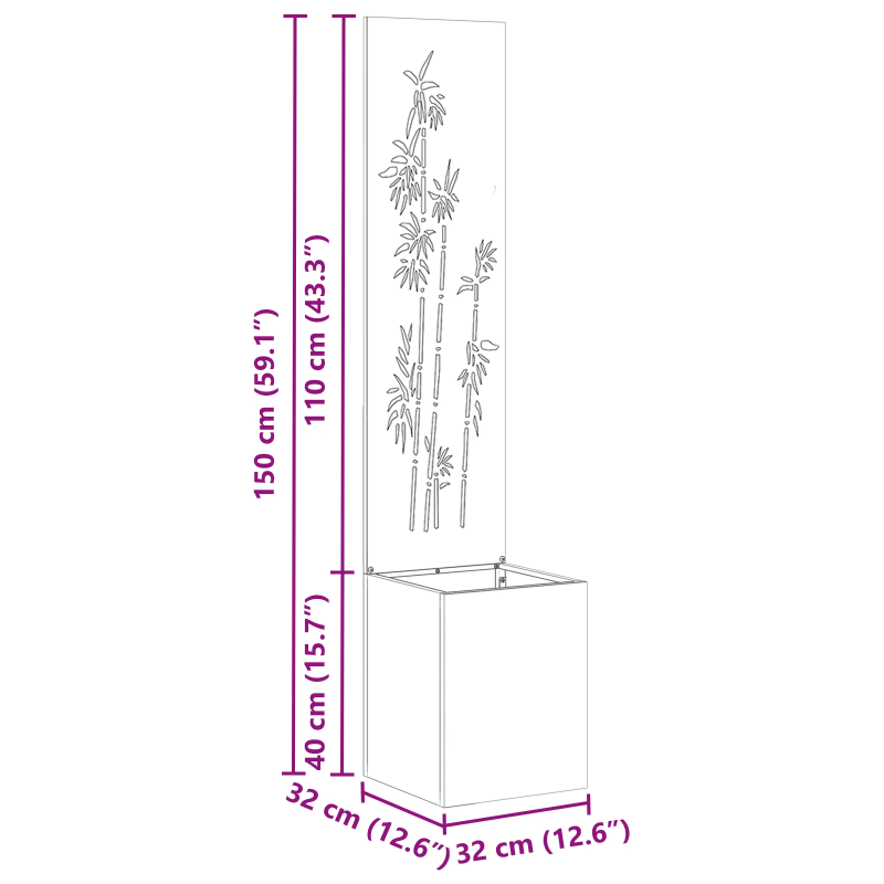 vidaXL Dārza privātuma ekrāns Melna 32 x 140 cm Auksti velmēta tērauds