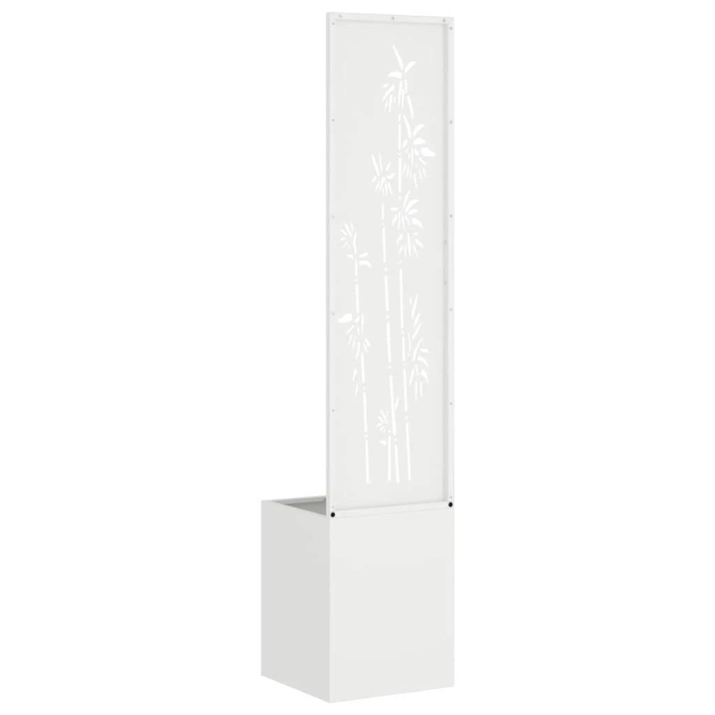 vidaXL Dārza privātuma ekrāns Balts 32 x 140 cm Auksti velmēta tērauds